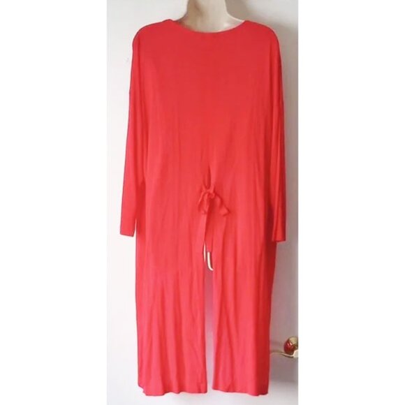 NWOT Sandwich Viscose Long Cardigan Tie-Back Duster M Melon Orange Cover-Up - Picture 2 of 8